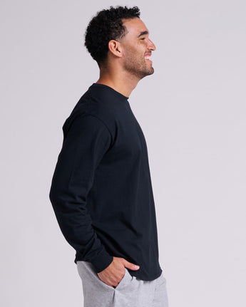 Pretreated JERZEES 363L Classics Unisex Long Sleeve T-Shirt - Black Ink - Side
