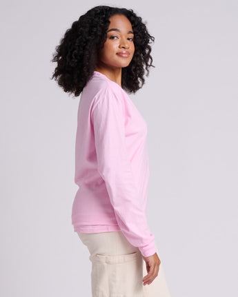 Pretreated JERZEES 363L Classics Unisex Long Sleeve T-Shirt - Classic Pink - Side
