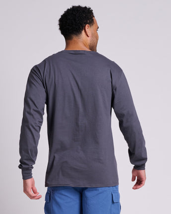 Pretreated JERZEES 363L Classics Unisex Long Sleeve T-Shirt - Charcoal Grey - Back