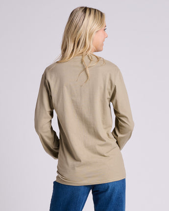 Pretreated JERZEES 363L Classics Unisex Long Sleeve T-Shirt - Khaki Brown - Back