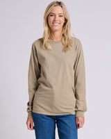 Pretreated JERZEES 363L Classics Unisex Long Sleeve T-Shirt - Khaki Brown