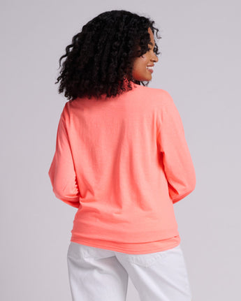 Pretreated JERZEES 363L Classics Unisex Long Sleeve T-Shirt - Retro Heather Coral - Back