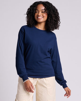 Pretreated JERZEES 363L Classics Unisex Long Sleeve T-Shirt - J. Navy