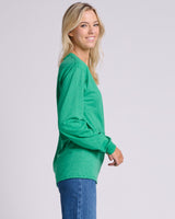 Pretreated JERZEES 363L Classics Unisex Long Sleeve T-Shirt - Retro Heather Green - Side