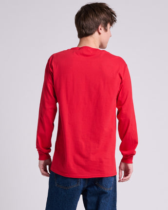 Pretreated JERZEES 363L Classics Unisex Long Sleeve T-Shirt - True Red - Back