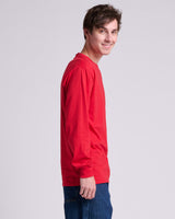 Pretreated JERZEES 363L Classics Unisex Long Sleeve T-Shirt - True Red - Side