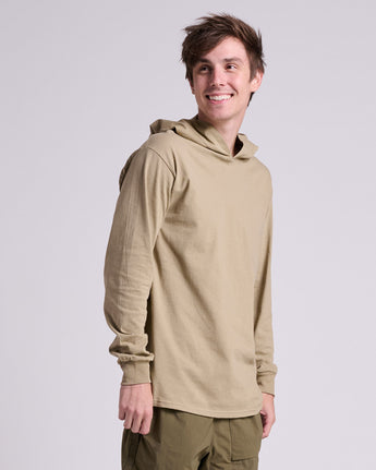 Pretreated JERZEES 363LH Classics Unisex Jersey Hood - Khaki Brown - Side