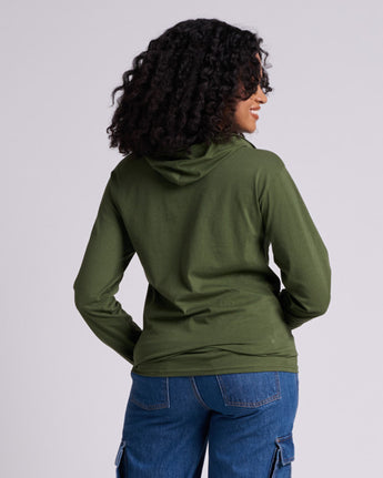 Pretreated JERZEES 363LH Classics Unisex Jersey Hood - Military Green - Back
