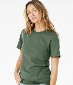 Pretreated BELLA+CANVAS 3001 Unisex Jersey Tee Female Model