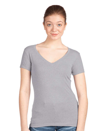 Pretreated Next Level 1540 Women's Ideal V-Neck T-Shirt - Heather Grey