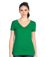Pretreated Next Level 1540 Women's Ideal V-Neck T-Shirt - Kelly Green