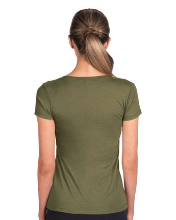 Pretreated Next Level 1540 Women's Ideal V-Neck T-Shirt - Military Green - Back