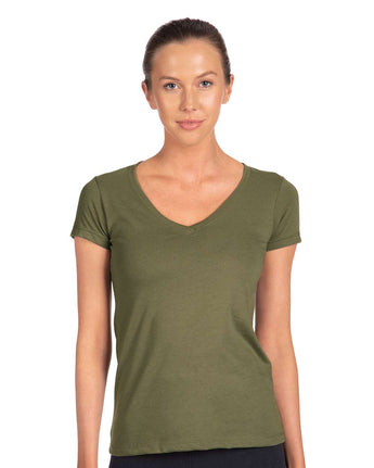 Pretreated Next Level 1540 Women's Ideal V-Neck T-Shirt - Military Green