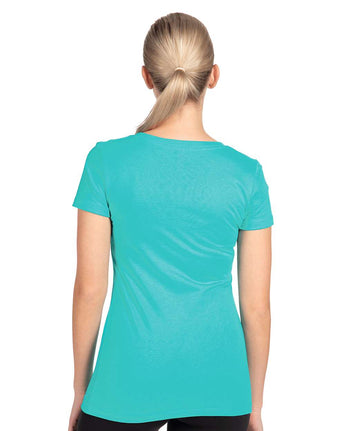 Pretreated Next Level 1540 Women's Ideal V-Neck T-Shirt - Tahiti Blue - Back