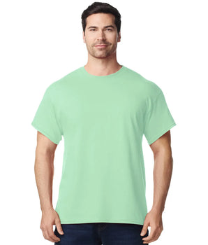 Pretreated Gildan 5000 Heavy Cotton T-Shirt - Model wearing Mint Green tee.