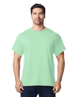Pretreated Gildan 5000 Heavy Cotton T-Shirt - Model wearing Mint Green tee.