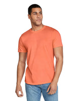 Pretreated Gildan 64000 Softstyle T-Shirt - Model in Heather Orange tee.