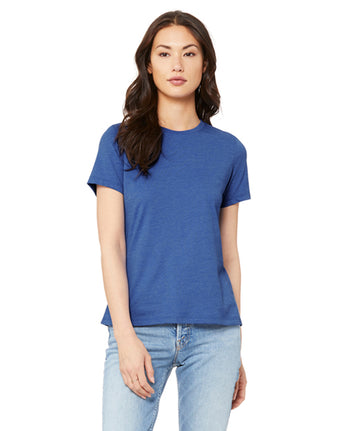 Pretreated BELLA+CANVAS 6400CVC Women's Relaxed CVC Jersey Tee - Heather True Royal