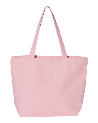 Pretreated Q-Tees Q611 25L Zippered Tote - Light Pink