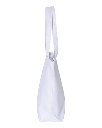 Pretreated Q-Tees Q611 25L Zippered Tote - White, Side View
