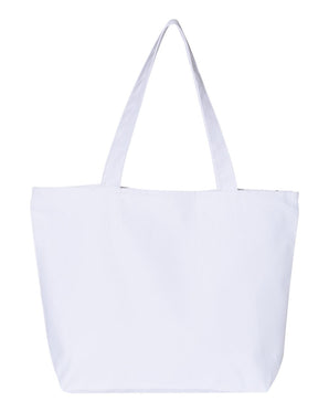 Pretreated Q-Tees Q611 25L Zippered Tote - White