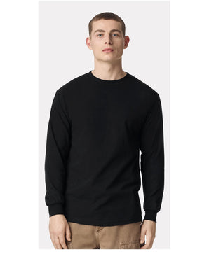 Pretreated American Apparel 1304 Unisex Heavyweight Cotton Long Sleeve Tee - Black