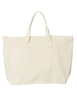 Pretreated Liberty Bags 8863 Tote with Top Zippered Closure - Natural - Back