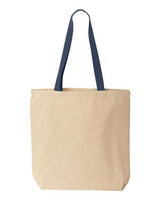 Pretreated Liberty Bags 8868 Natural Tote with Contrast-Color Handles - Natural/ Navy - Back