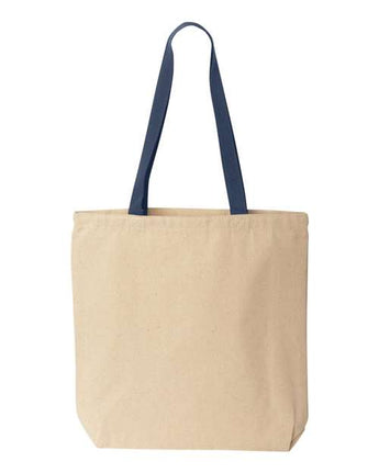 Pretreated Liberty Bags 8868 Natural Tote with Contrast-Color Handles - Natural/ Navy - Back