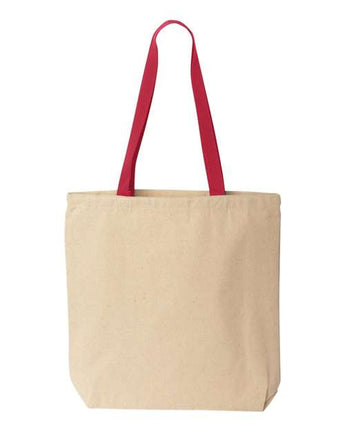 Pretreated Liberty Bags 8868 Natural Tote with Contrast-Color Handles - Natural/ Red