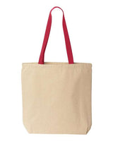 Pretreated Liberty Bags 8868 Natural Tote with Contrast-Color Handles - Natural/ Red - Back