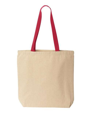 Pretreated Liberty Bags 8868 Natural Tote with Contrast-Color Handles - Natural/ Red - Back