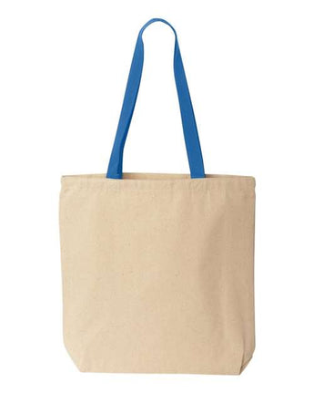 Pretreated Liberty Bags 8868 Natural Tote with Contrast-Color Handles - Natural/ Royal - Back