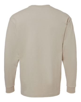 Pretreated American Apparel 9410 Unisex Super Heavyweight Long Sleeve Pocket Tee - Bone - Back
