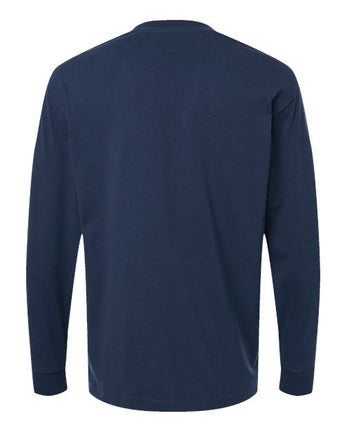 Pretreated American Apparel 9410 Unisex Super Heavyweight Long Sleeve Pocket Tee - Sea Blue - Back