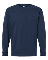 Pretreated American Apparel 9410 Unisex Super Heavyweight Long Sleeve Pocket Tee - Sea Blue
