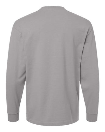 Pretreated American Apparel 9410 Unisex Super Heavyweight Long Sleeve Pocket Tee - Gravel - Back