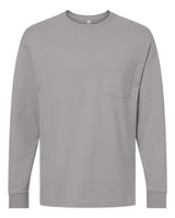 Pretreated American Apparel 9410 Unisex Super Heavyweight Long Sleeve Pocket Tee - Gravel