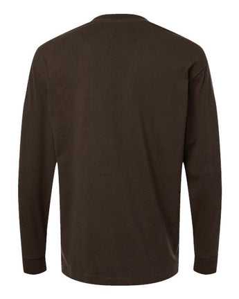 Pretreated American Apparel 9410 Unisex Super Heavyweight Long Sleeve Pocket Tee - Brown - Back