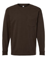 Pretreated American Apparel 9410 Unisex Super Heavyweight Long Sleeve Pocket Tee - Brown