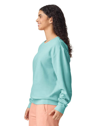 Pretreated Comfort Colors 1466 Lightweight Adult Crewneck Sweatshirt - Chalky Mint - Side