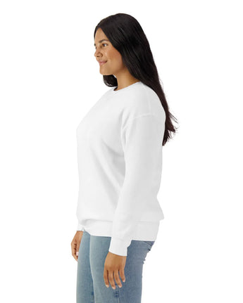 Pretreated Comfort Colors 1466 Lightweight Adult Crewneck Sweatshirt - White - Side