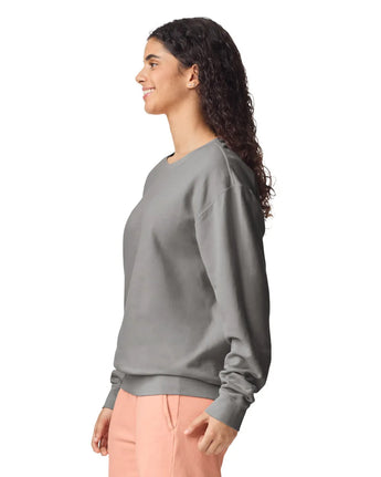 Pretreated Comfort Colors 1466 Lightweight Adult Crewneck Sweatshirt - Grey - Side