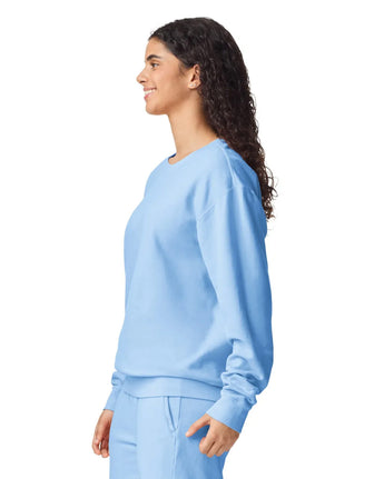 Pretreated Comfort Colors 1466 Lightweight Adult Crewneck Sweatshirt - Hydrangea - Side