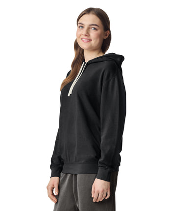 Pretreated Comfort Colors 1467 Lightweight Adult Hooded Sweatshirt - Black - Side