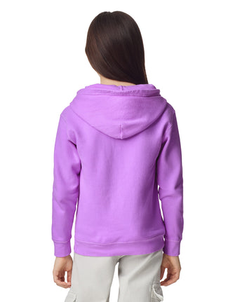 Pretreated Comfort Colors 1467Y Lightweight Youth Hooded Sweatshirt - Neon Violet - Back