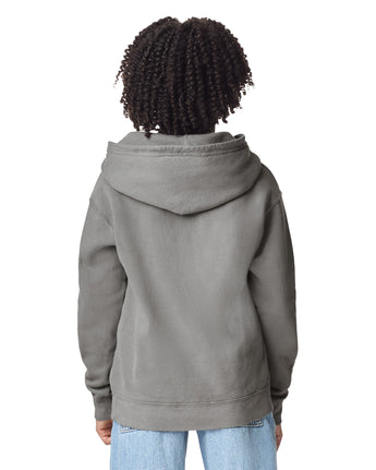 Pretreated Comfort Colors 1467Y Lightweight Youth Hooded Sweatshirt - Grey - Back