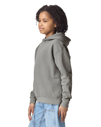 Pretreated Comfort Colors 1467Y Lightweight Youth Hooded Sweatshirt - Grey - Side