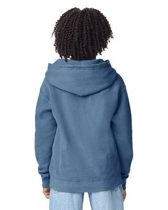 Pretreated Comfort Colors 1467Y Lightweight Youth Hooded Sweatshirt - Blue Jean - Back