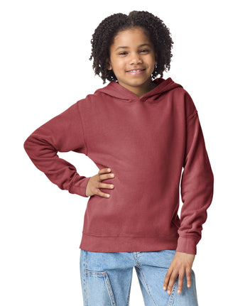 Pretreated Comfort Colors 1467Y Lightweight Youth Hooded Sweatshirt - Crimson
